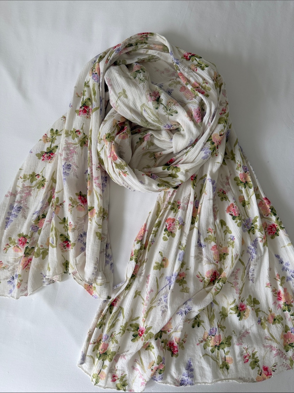 Denim & Supply Ralph Lauren White Floral Voile Scarf Pashmina Stunning